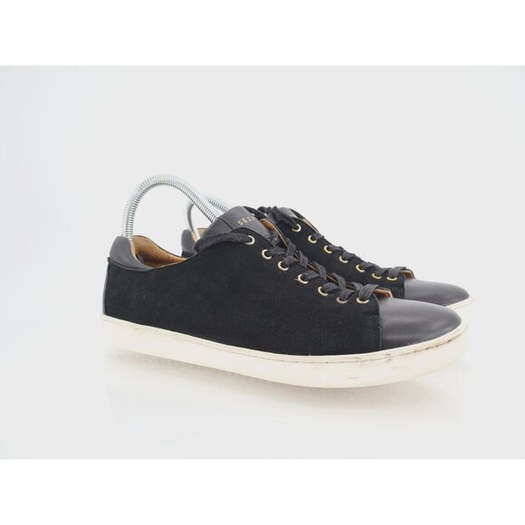 Sezane Jack Trainers Sneakers Womens Size EU 39 US 8 Black Leather Modern Shoes - Picture 1 of 14